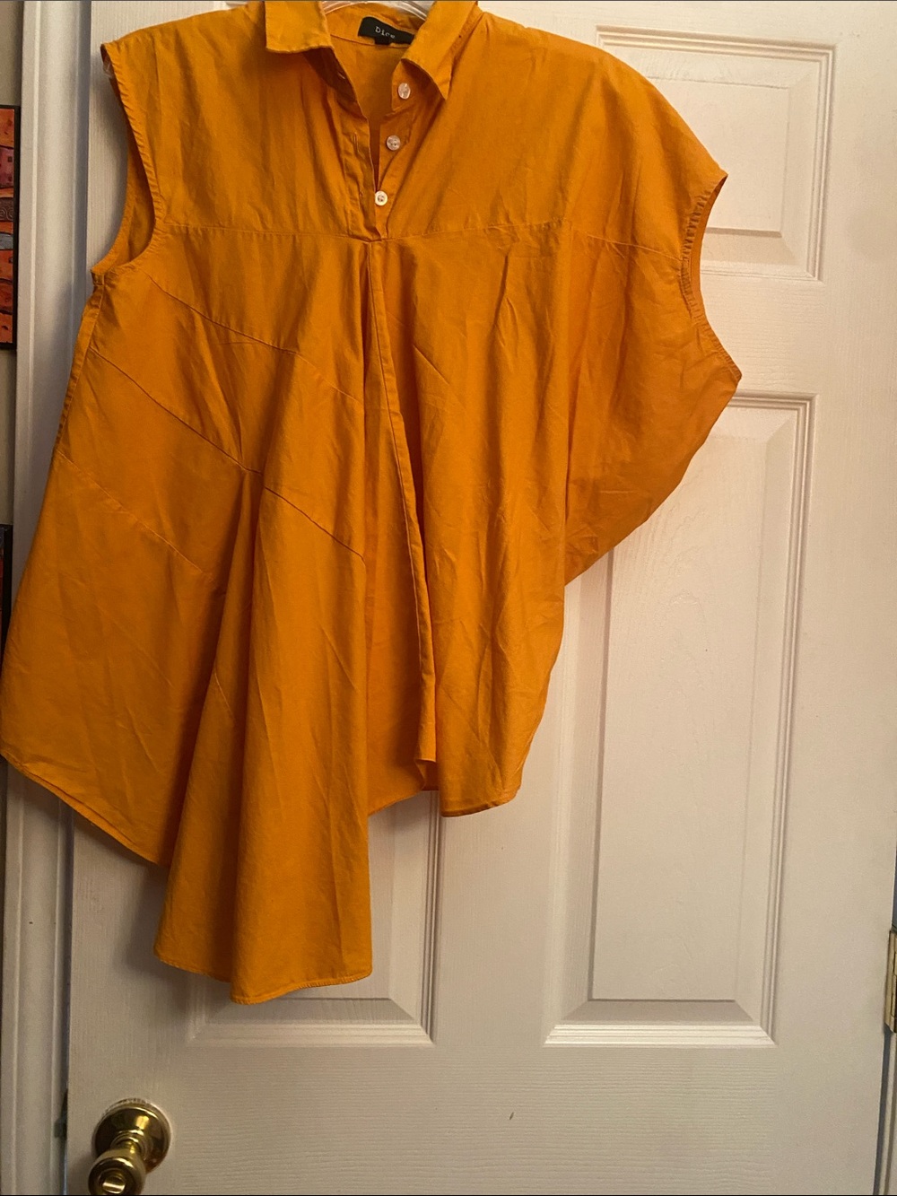 Sleeveless Collared Popover Blouse in Mustard Yellow